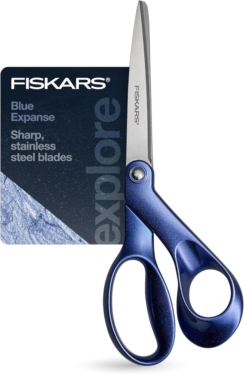 Fiskars Explore Scissors, Design Collection, Blue Expanse, 8 Inches - Image 1